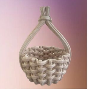 RARE FIND - Vintage Italian Porcelain Woven Basket with Braided Twisted Handle